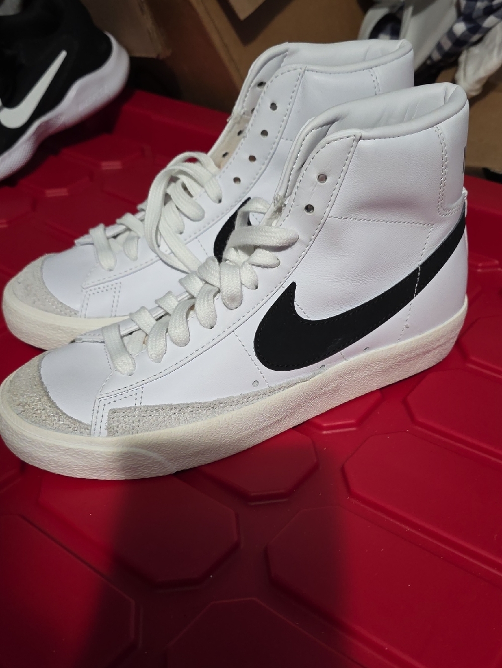 Nike High-Top Sneakers White with Black Swoosh